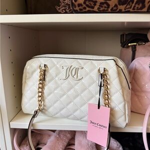 Juicy Couture Isn’t She Lovely White Quilted Shoulder Bag with Gold Chain